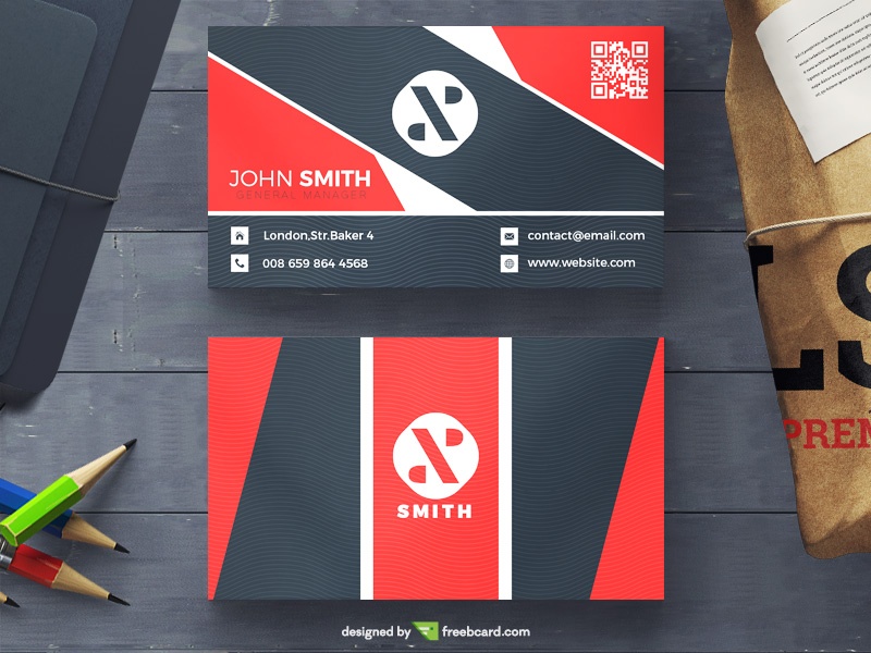 Corporate red and black visit card - Freebcard