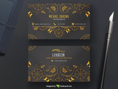 Luxury business card with golden ornaments