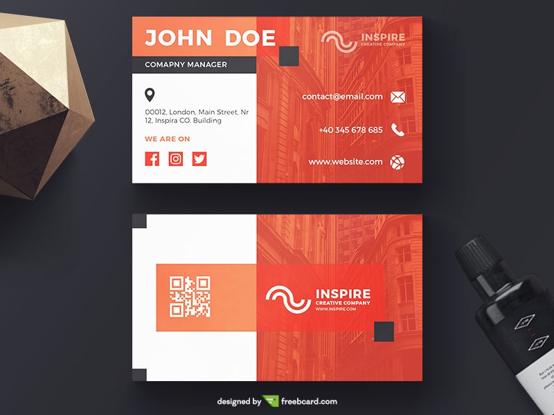 Orange Corporate Business Card Template - Freebcard