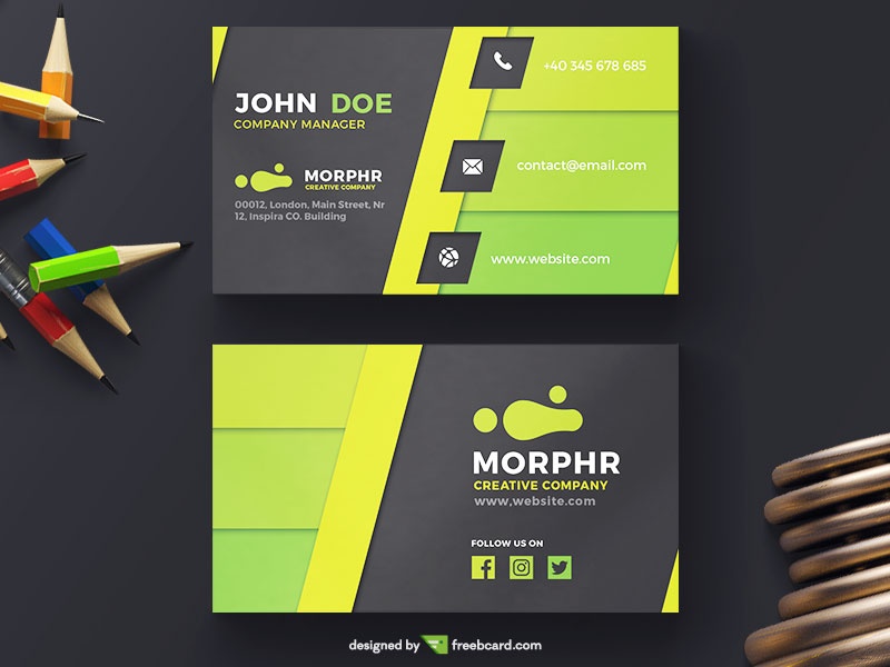 Creative Green Business Card Template - Freebcard