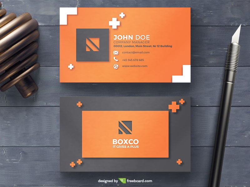 Orange And Grey Business Card - Freebcard