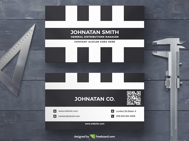 Minimal Black and White Business Card - Freebcard