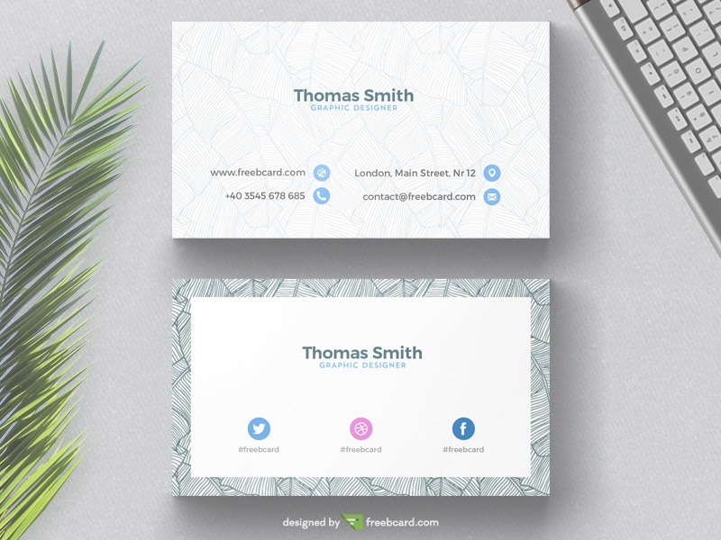 Minimal business card with tropical background - Freebcard