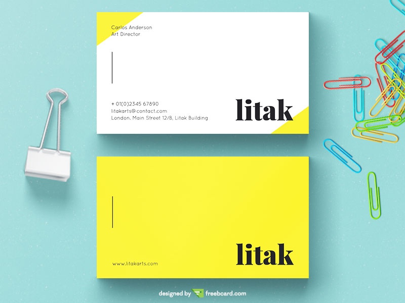 Yellow And White Business Card - Freebcard