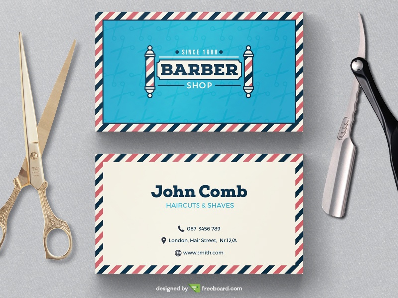 Vintage barber shop business card template - Freebcard