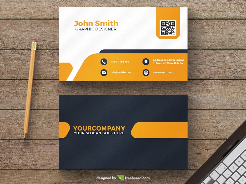 Yellow minimal business card template - Freebcard