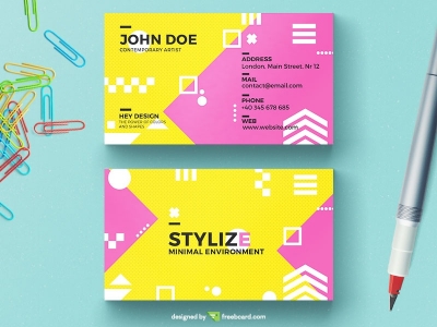 Playful Yellow And Pink Business Card