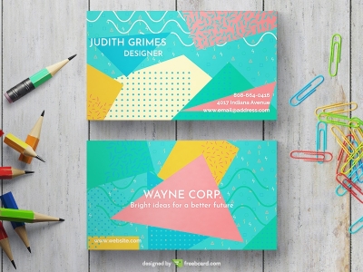 Memphis Business Card With Strong Colors