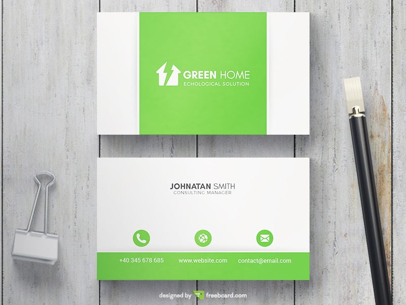 Green Smart Home Business Card - Freebcard