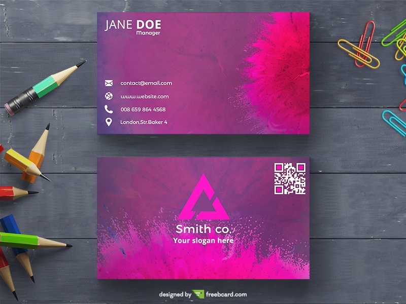 Hot Pink Powder Explosion Business Card - Freebcard