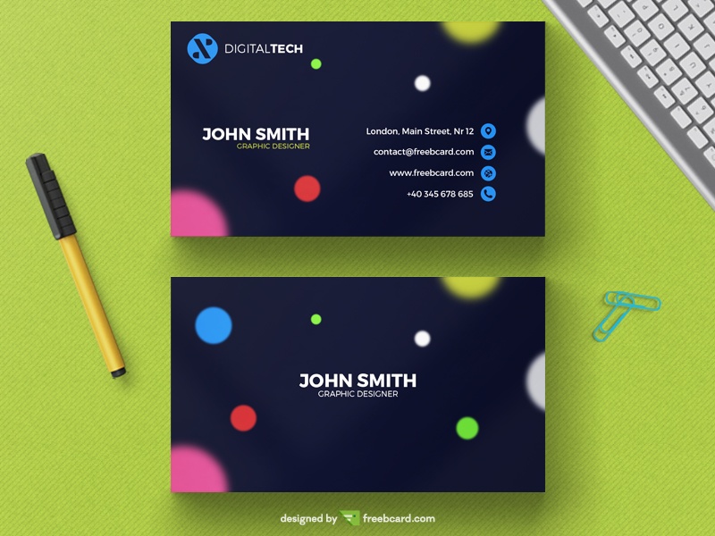 Modern business card with blurred circles - Freebcard