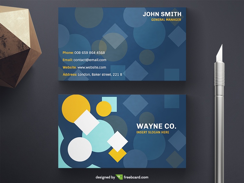 Business Card With Geometric Elements - Freebcard