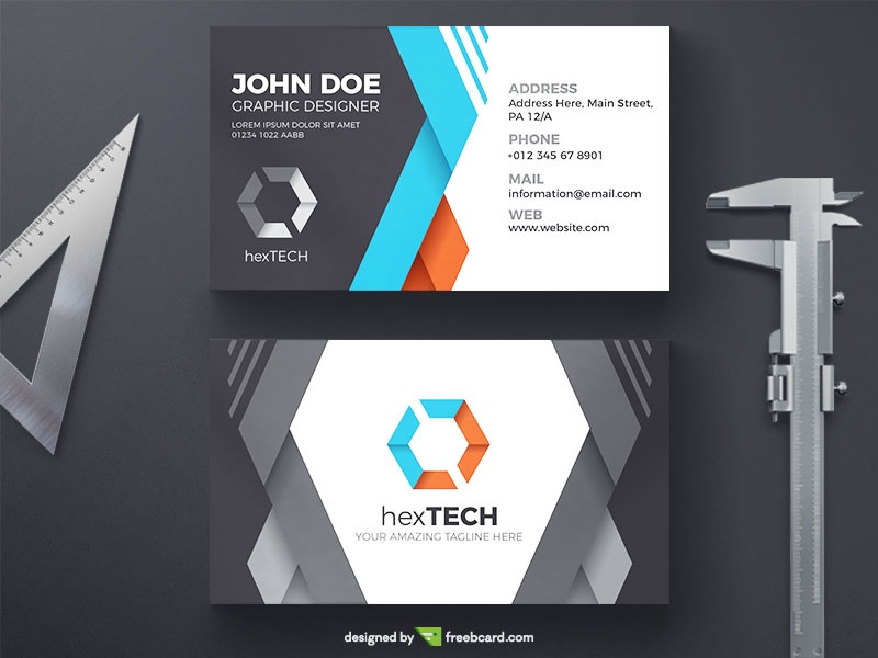 Creative Business Card With Folded Ribbons - Freebcard