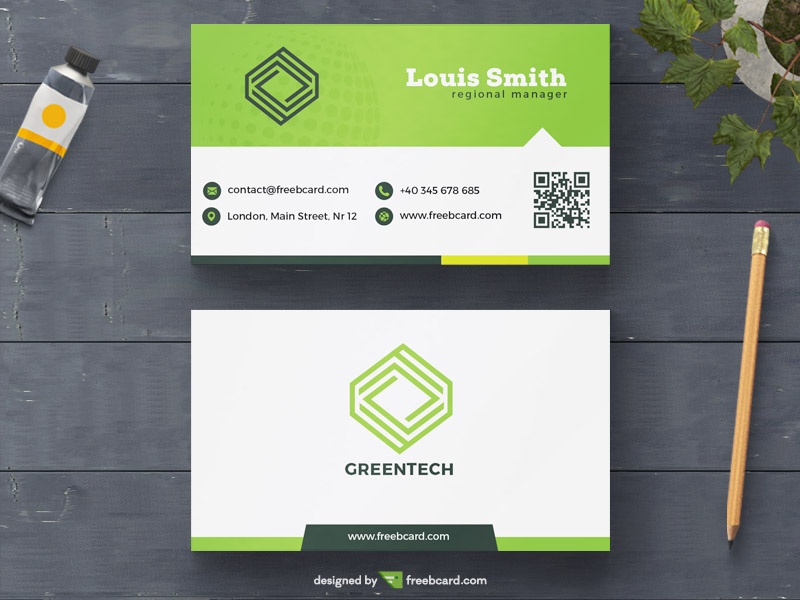 Green minimal business card template - Freebcard