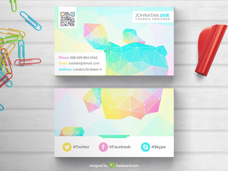 Colorful Polygonal Business Card - Freebcard