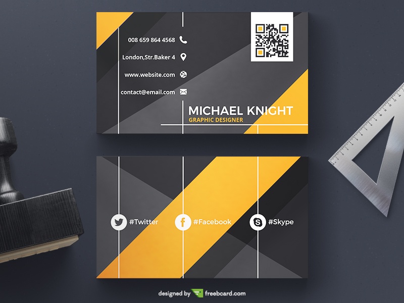 Yellow Elegant Corporate Business Card - Freebcard