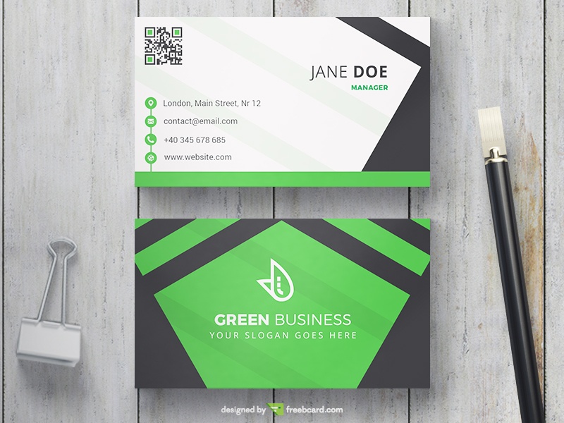 Green And Black Business Card - Freebcard