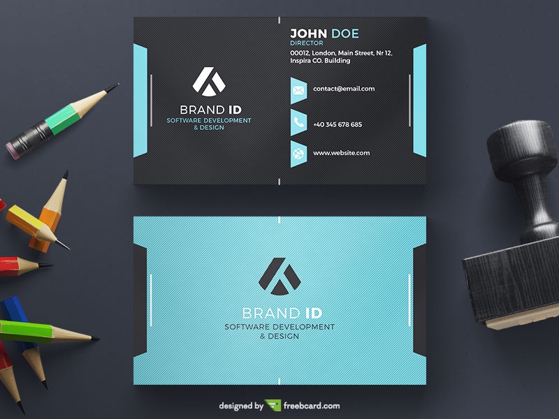 Dark Business Card With Stripe Pattern - Freebcard