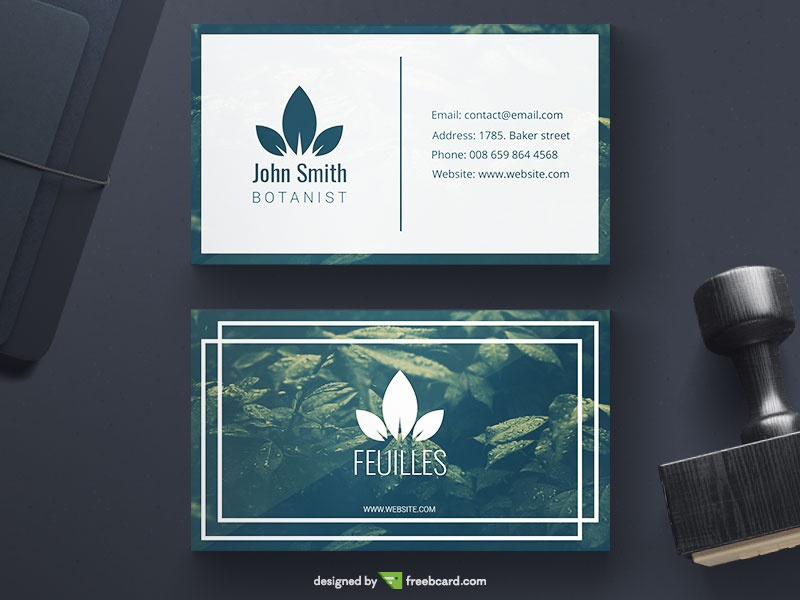 Green Botanical Business Card - Freebcard