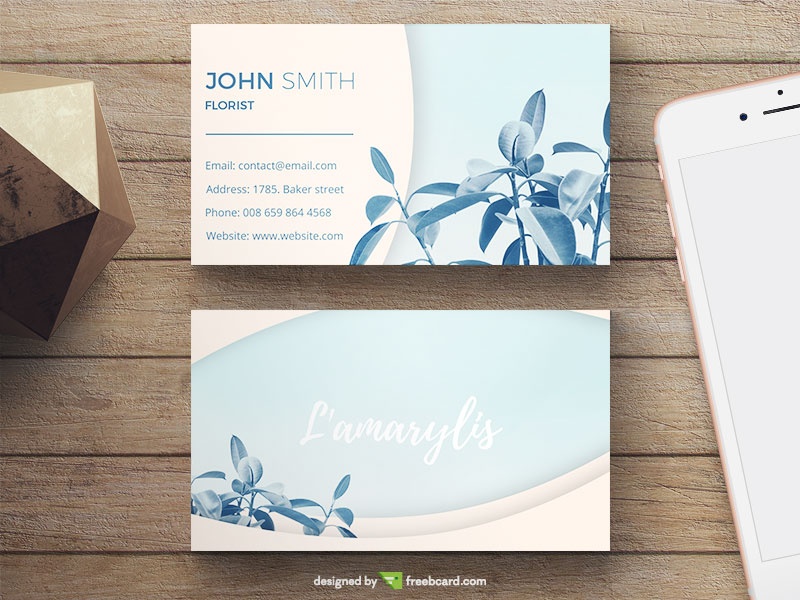 Business Card With Plants - Freebcard