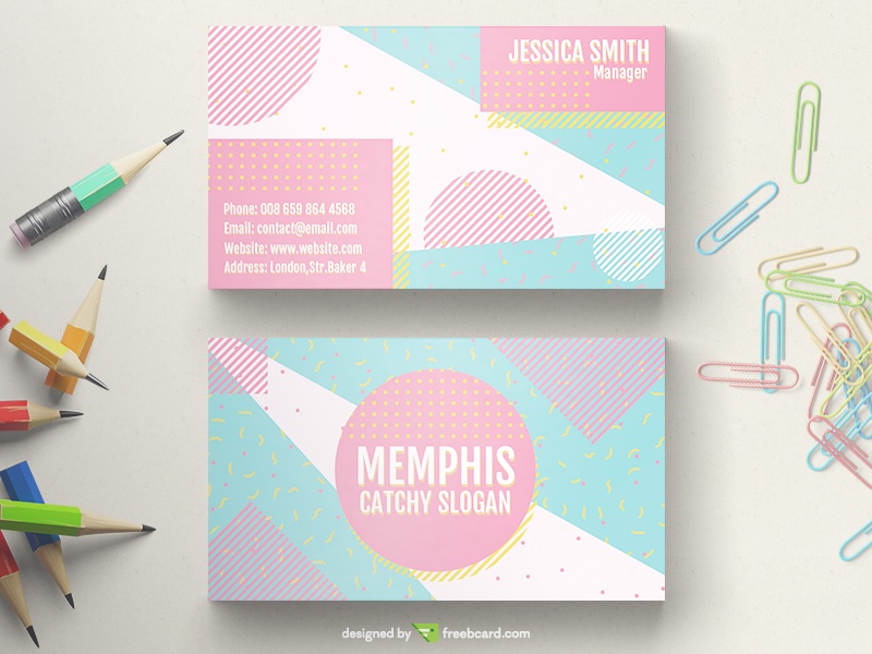 Light Memphis Business Card - Freebcard