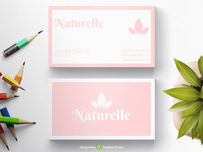 Simple Baby Pink Business Card - Freebcard