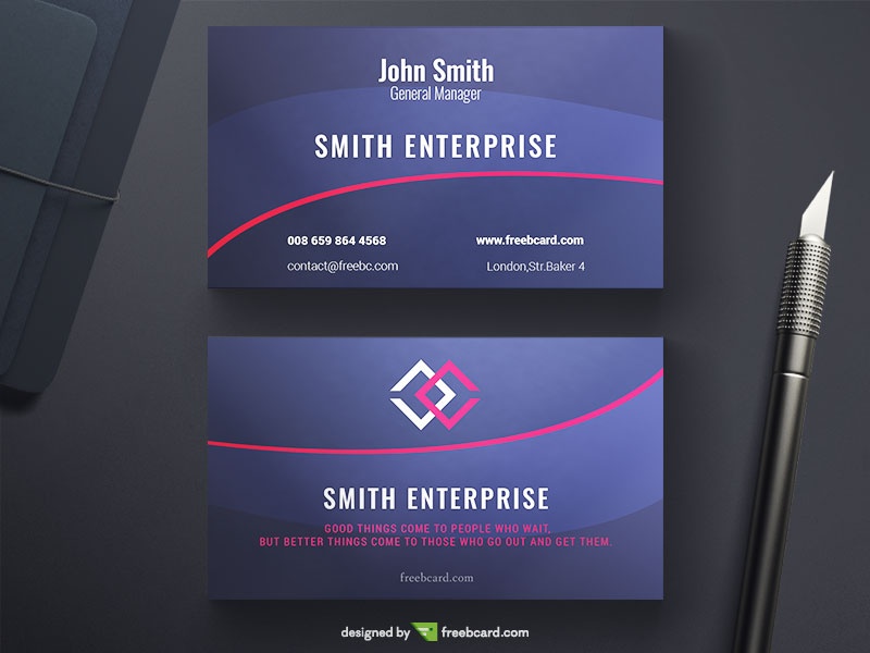 Blue Elegant Business Card - Freebcard