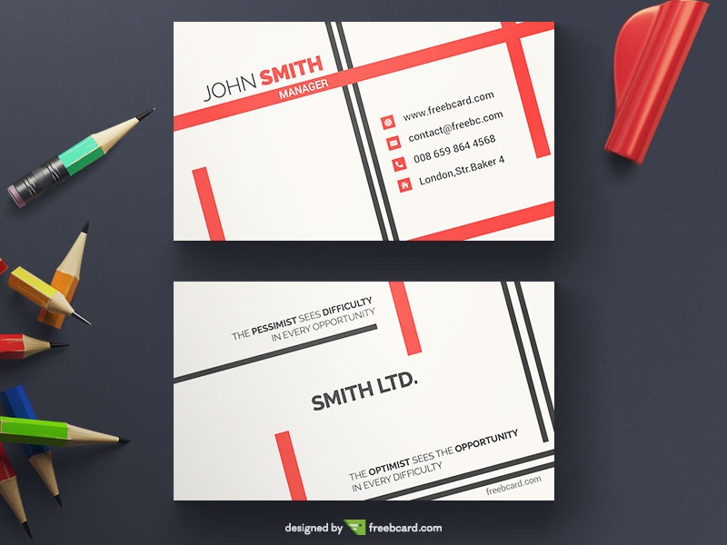 Light Diagonal Business Card - Freebcard