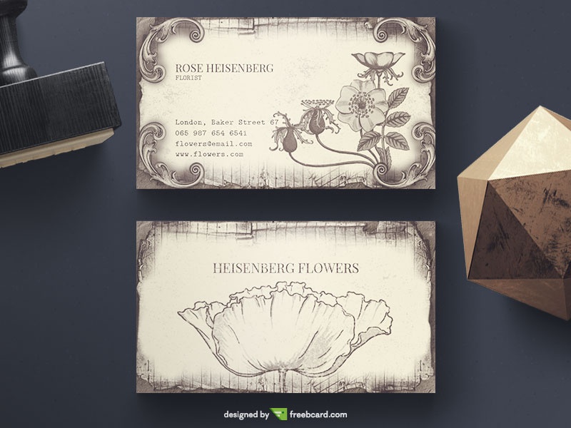 Vintage Floral Business Card - Freebcard