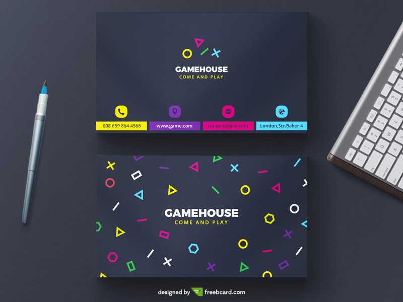 Creative game business card template - Freebcard