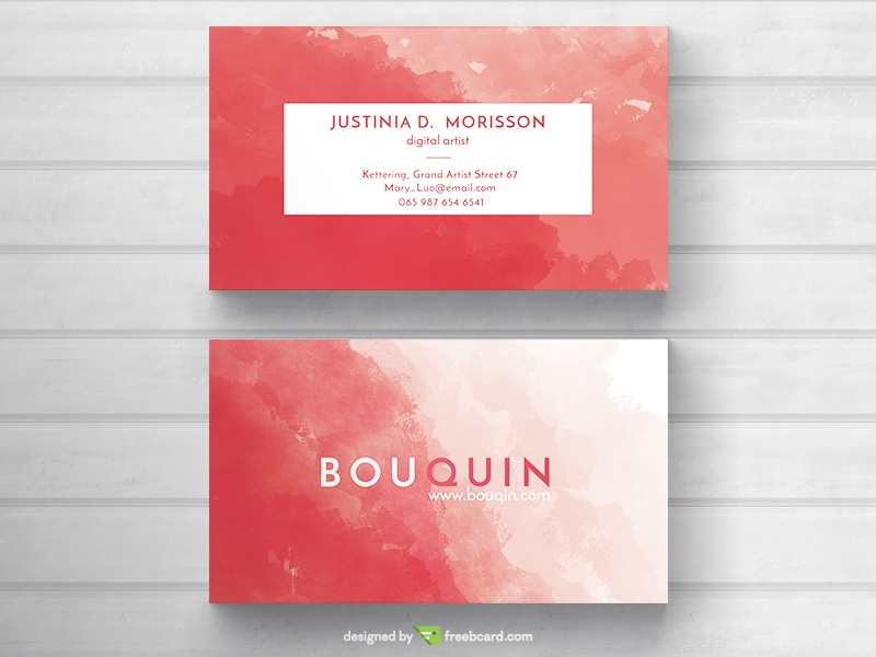 Red Watercolor Business Card - Freebcard