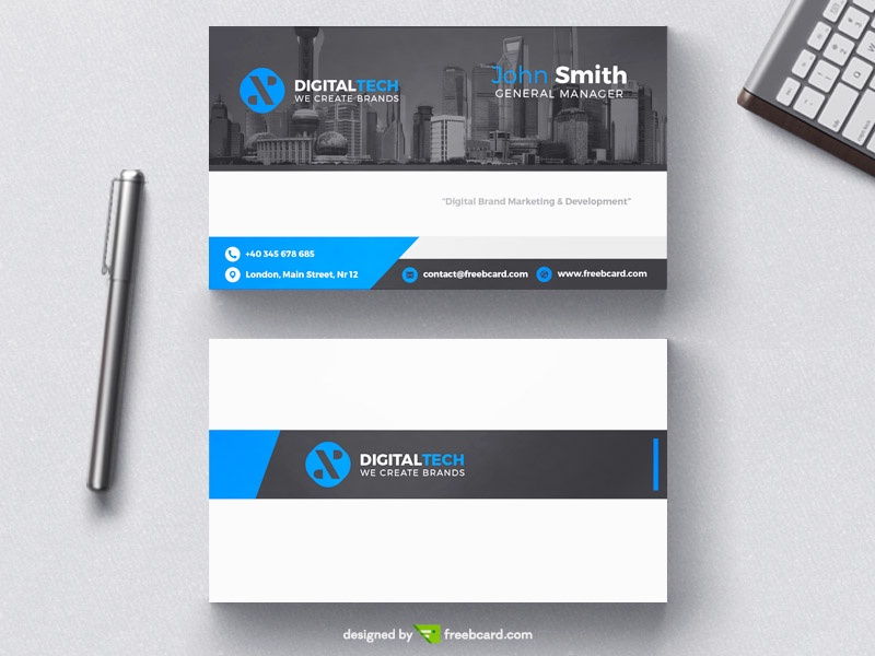 Digital tech business card template - Freebcard