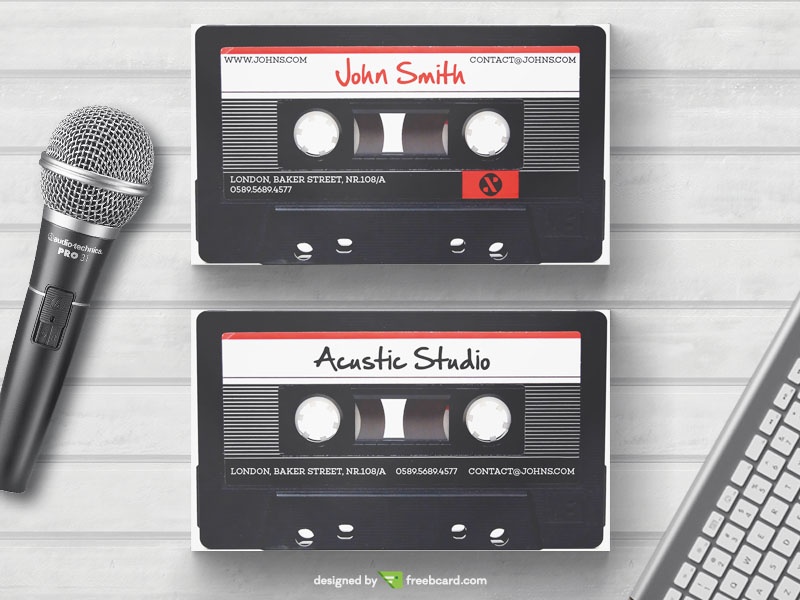 Retro cassette business card template - Freebcard