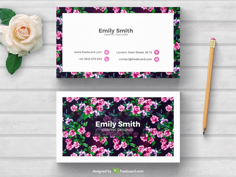 Floral business card template - Freebcard