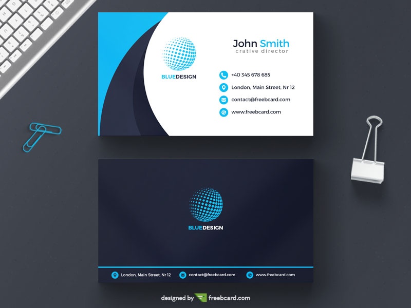 Light blue agency business card template - Freebcard