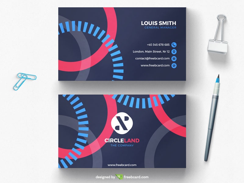 Minimal agency business card with circle elements - Freebcard