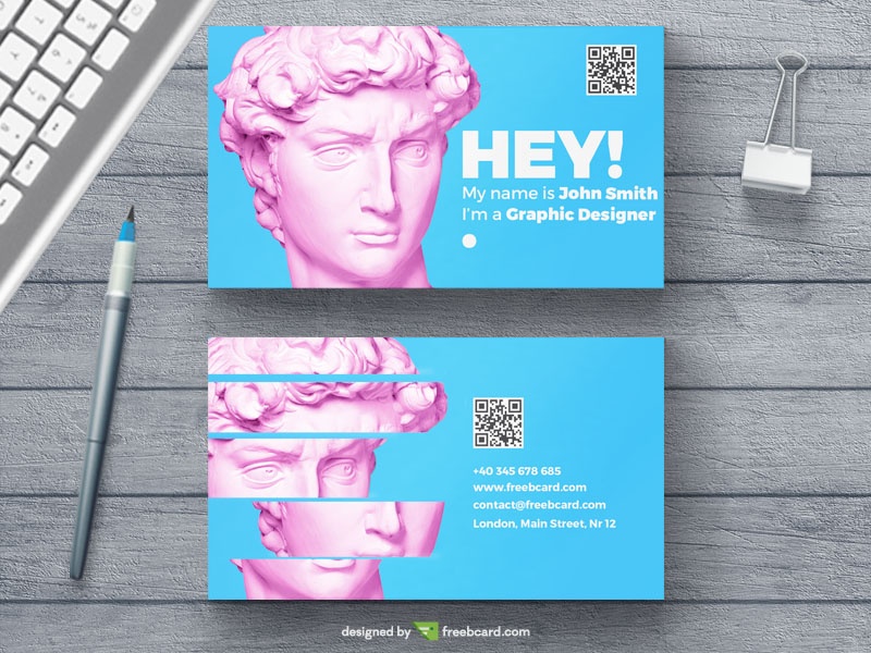 Minimal agency business card with statue head - Freebcard