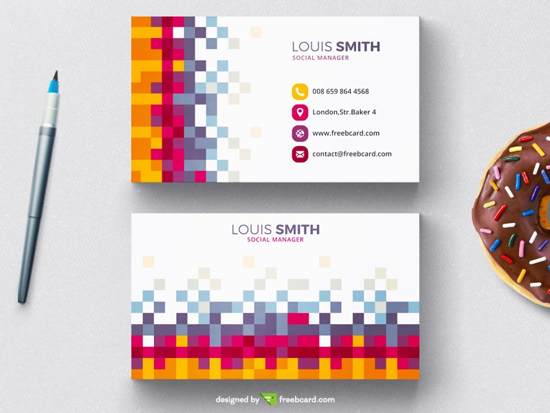 Creative pixel business card tempalte - Freebcard