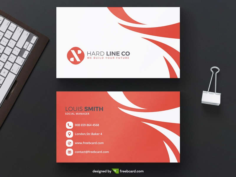 Red minimal business card template - Freebcard