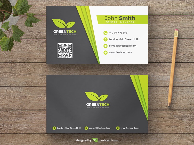 Green and grey natural business card template - Freebcard