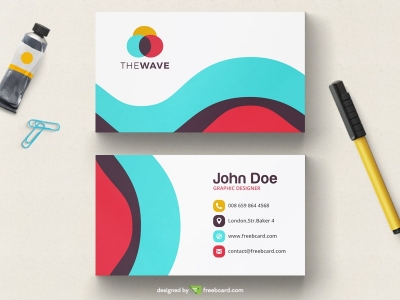 Simple wavy colored business card tempalte