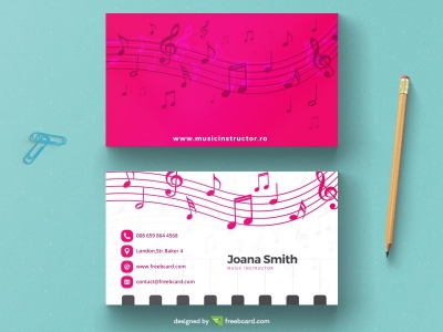 Musical magenta business card template