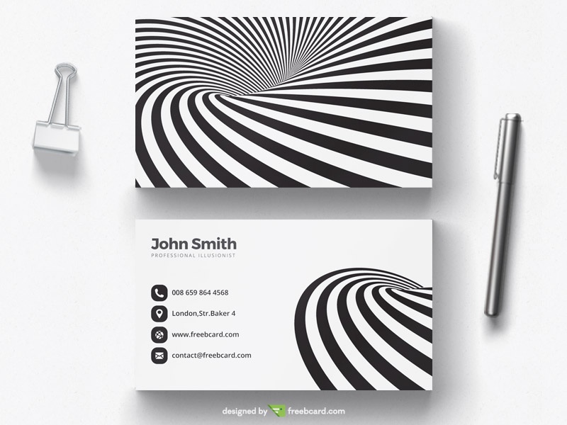 Black and white optical illusion business card - Freebcard