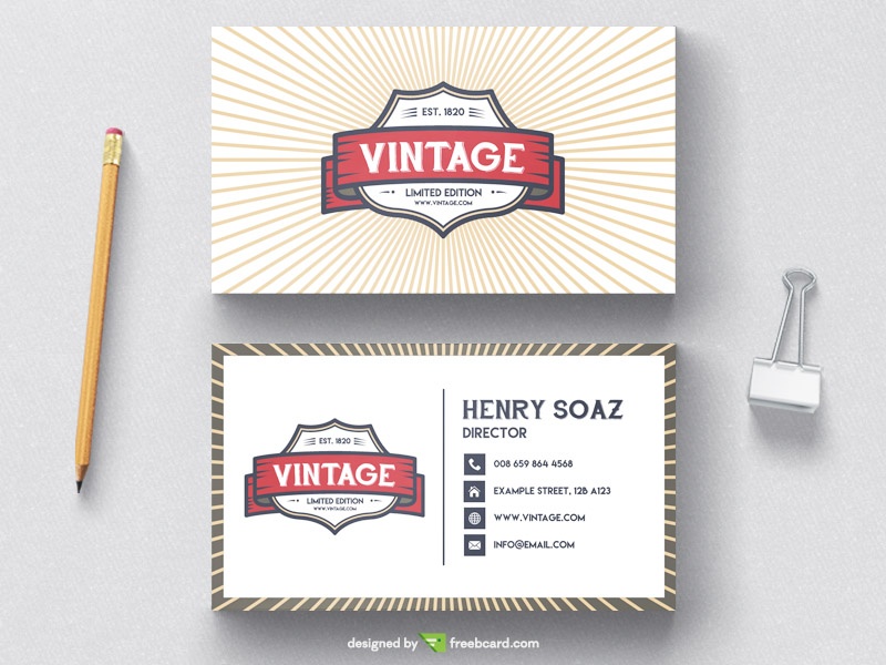 Vintage style business card template - Freebcard