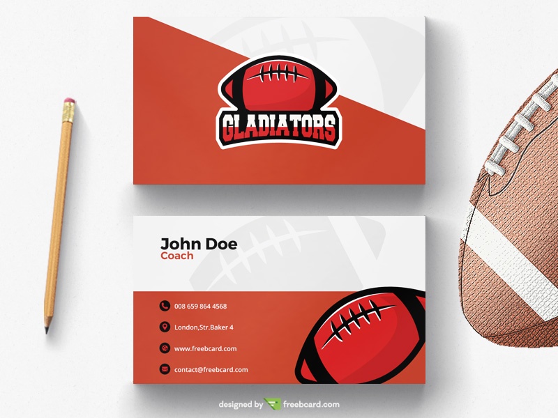 American football business card - Freebcard