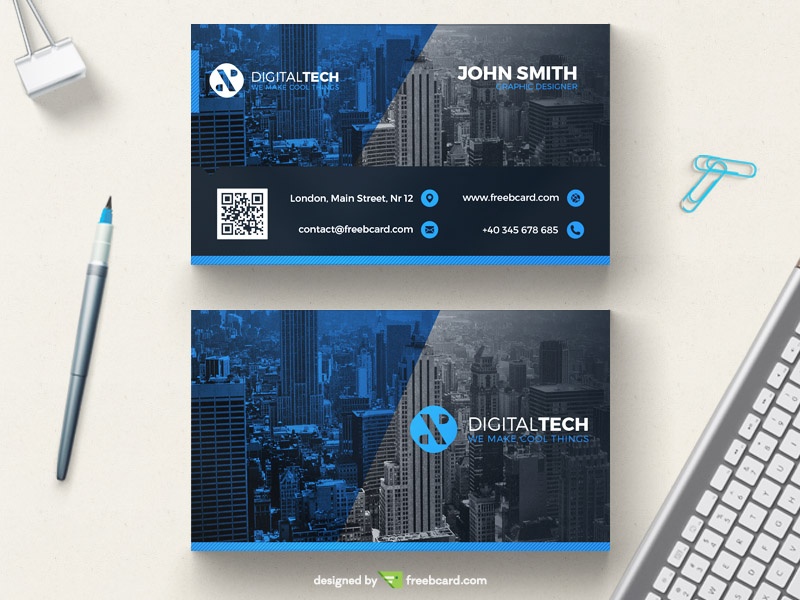 Blue and grey creative business card - Freebcard