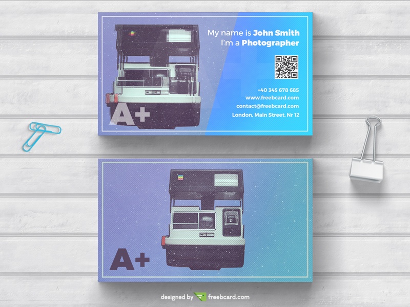 Retro photography business card - Freebcard