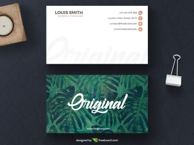 Creative business card with leaf background