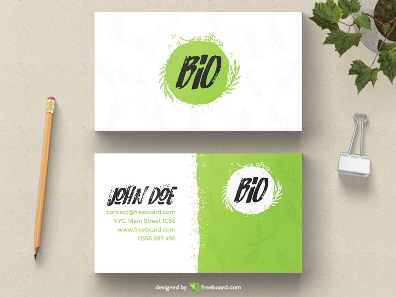 Green natural business card - Freebcard