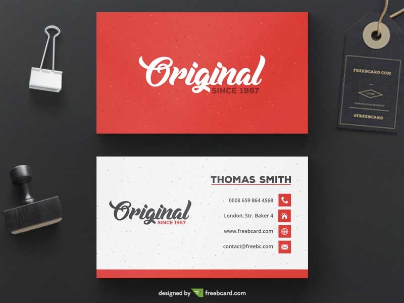 Red business card template - Freebcard